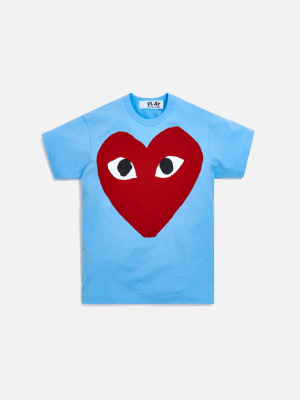 Comme Des Garçons Play Tee - Blue / Red Heart