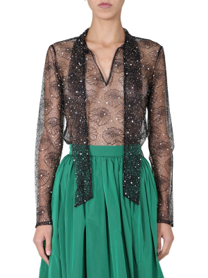 Msgm Sheer Lace Blouse