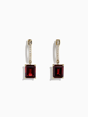 Effy Bordeaux 14k Yellow Gold Garnet And Diamond Earrings, 6.04 Tcw