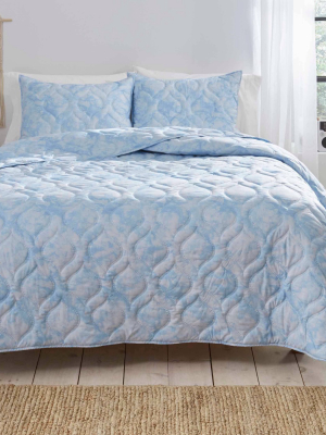 Ivory Ella Dana Pastel Quilt & Sham Set Blue