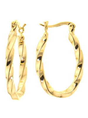 Boxed Gold Over Fine Silver Plated 31mm Oval Wavy Click Top Hoops