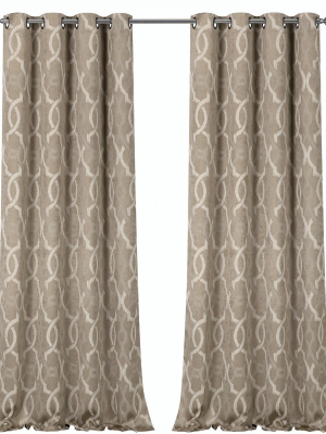 Kate Aurora Contemporary Trellis Geo Blackout Grommet Top Window Curtains