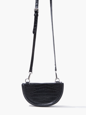 Faux Croc Crossbody Bag