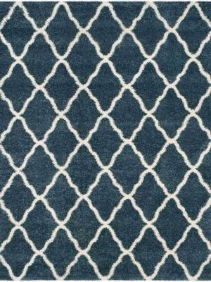 Hudson Shag Quatrefoil Slate Blue/ivory Area Rug