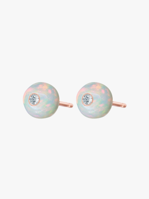 Opal Bead Stud Earrings