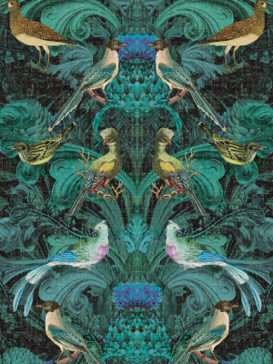 Birdlife Wallpaper In Blue By Simcox Designs For Milton & King