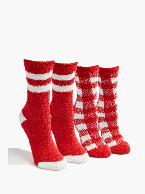 Fuzzy Knit Crew Socks Set