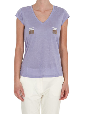 Elisabetta Franchi Logo Embellished T-shirt