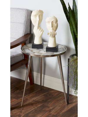 Contemporary Agate Tripod Side Table Silver - Olivia & May