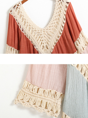 'rachel' Colorblock Crochet Beach Cover Up (2 Colors)