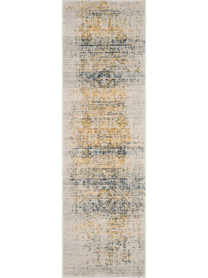 Evoke Washed Ivory/blue Runner Rug