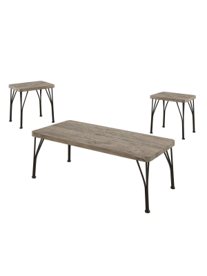 Morita Industrial Style Accent Table Set Gray/dark Bronze - Iohomes