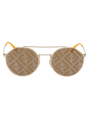 Fendi Eyewear Ff Monogram Round Frame Sunglasses