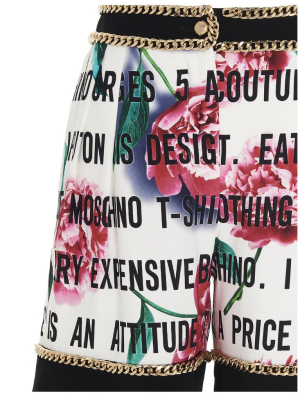 Moschino Chain-embellished Printed Shorts