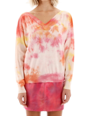 Msgm Tie-dye V-neck Sweater