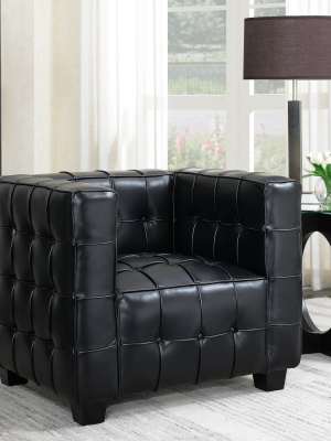 Parker Leather Tufted Tuxedo Armchair Black - Ac Pacific