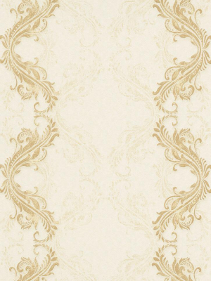 Etta Ornamental Scroll Stripe Wallpaper In Beige And Cream Design By Bd Wall