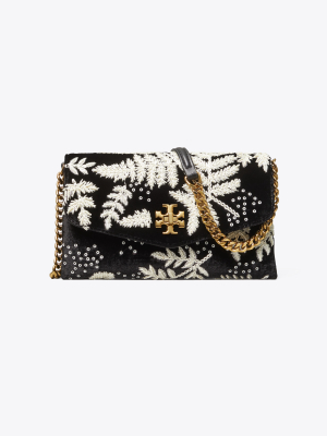 Kira Embroidered Velvet Chain Wallet