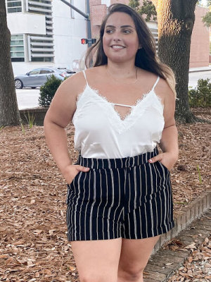 Plus Size Pinstriped Shorts