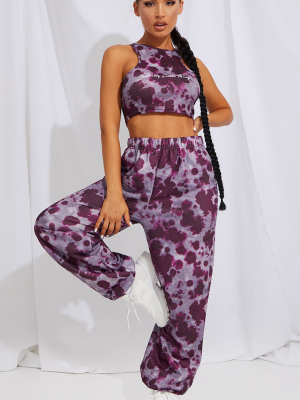 Prettylittlething Violet Tie Dye Print Rib...