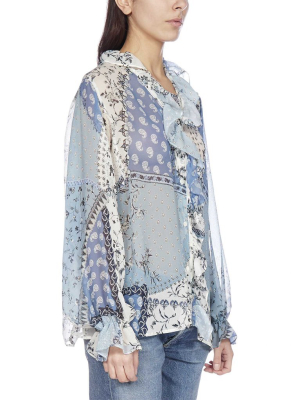 Etro Graphic Printed Ruffle Blouse