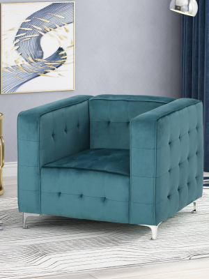 Sanders Modern Glam Velvet Cube Club Chair - Christopher Knight Home