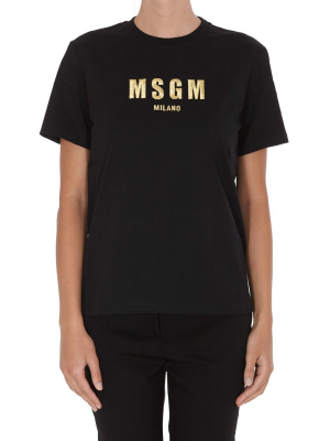 Msgm Logo Embroidered T-shirt