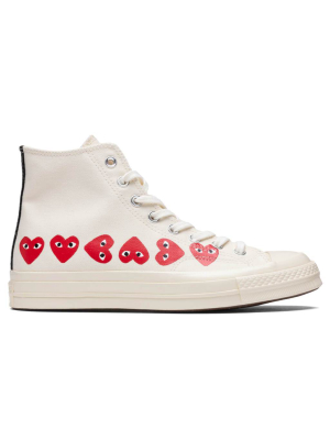 Converse X Comme Des Garcons Play All Star Chuck '70 Hi "multi Heart" - Off-white