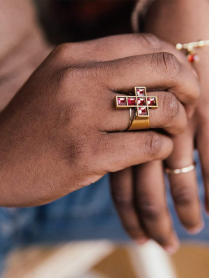 Crystal Cross Cocktail Ring