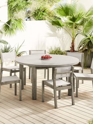 Concrete Outdoor Round Dining Table (60") & 6 Dining Chair Set