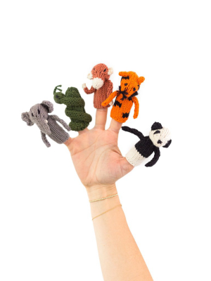 Knitted Finger Puppet Set - Jungle Animals