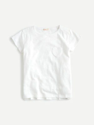Girls' T-shirt With Heart-shaped Pocket