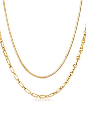 Chain Necklace Layering Set - Gold