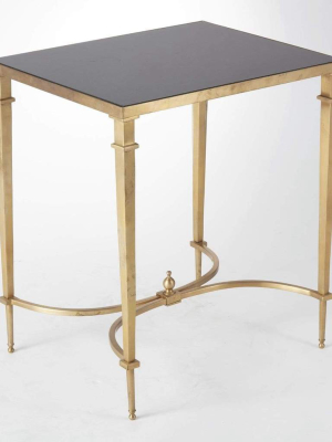 Global Views Rectangular French Square Leg Table Brass