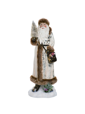 Transpac Mgo 23 In. White Christmas Rustic Fur Santa