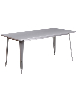 Flash Furniture Commercial Grade 31.5" X 63" Rectangular Metal Indoor-outdoor Table