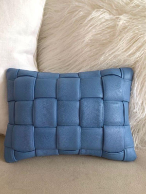 Koff Mini Woven Leather Pillow - Denim