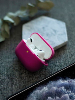 For Airpods Pro Case Silicone Protective Cover Skin With Keychain For Apple Airpod Pro 3 3rd 2019 Wireless Charging Earbuds Case, Rose Red By Insten