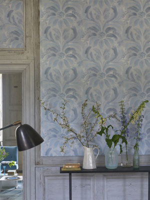 Angelique Damask Wallpaper In Indigo From The Tulipa Stellata Collection By Designers Guild