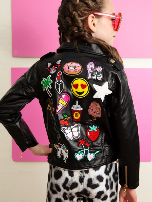 Patch Vegan Leather Jacket