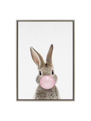 23" X 33" Sylvie Bubblegum Bunny Framed Canvas Wall Art By Amy Peterson Gray - Kate And Laurel