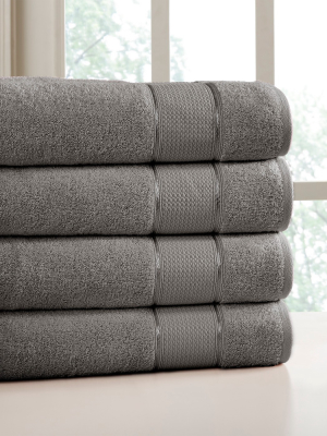 Modern Threads Spunloft 4 Pack Bath Sheet 35" X 66", Charcoal.