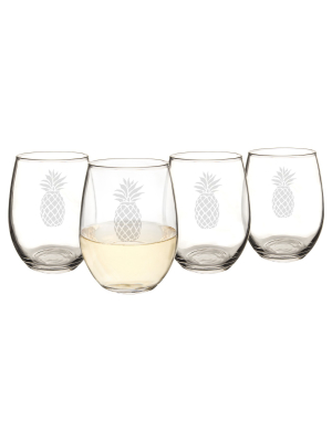 Cathy's Concepts 21 Oz. Pineapple Stemless Wine Glasses