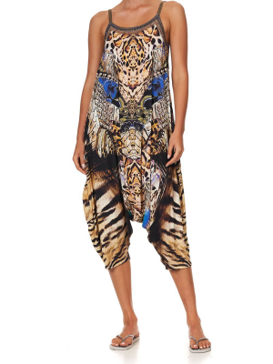 Drop Crotch Thin Strap Jumpsuit Dragon Lady