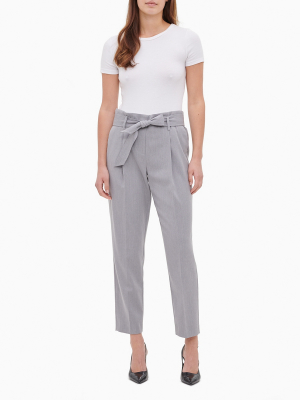 Straight Leg Tie Waist Ankle Pants