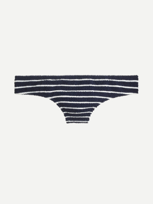 Surf Hipster Bikini Bottom In Textured Stripe