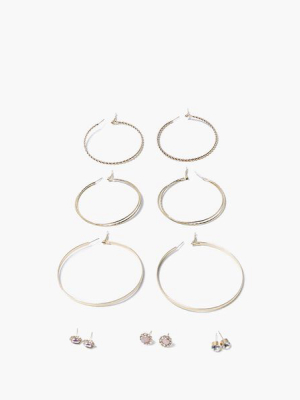 Textured Hoop & Stud Earring Set