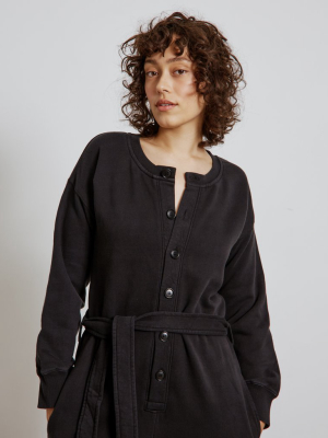 French Terry Jumpsuit In Washed Black