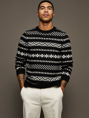 Black And White Abstract Knitted Sweater