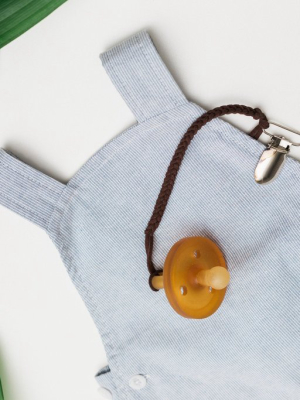 Madeline's Box Leather Suede Braided Pacifier Clip